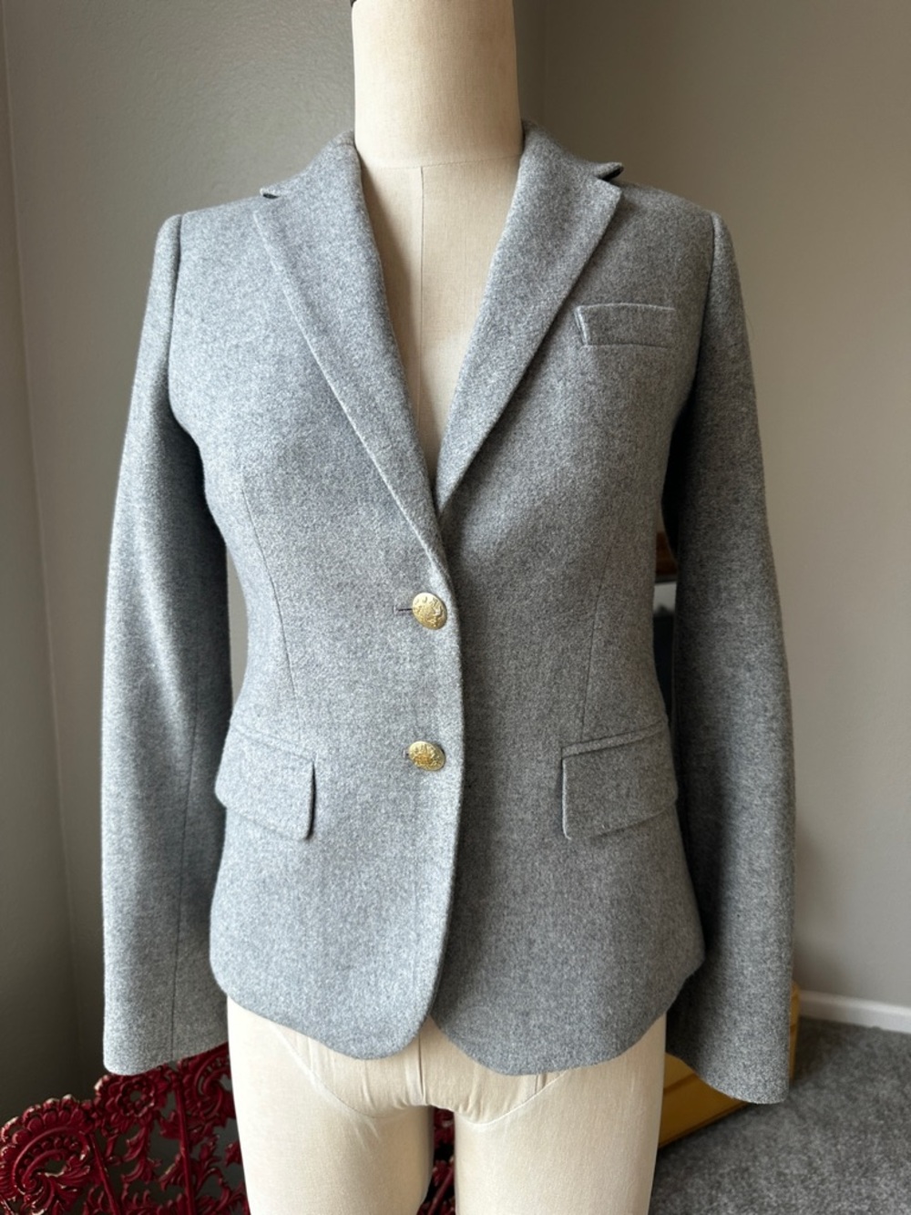 J.Crew Wool Flannel Light Gray Women’s Blazer Sz 0